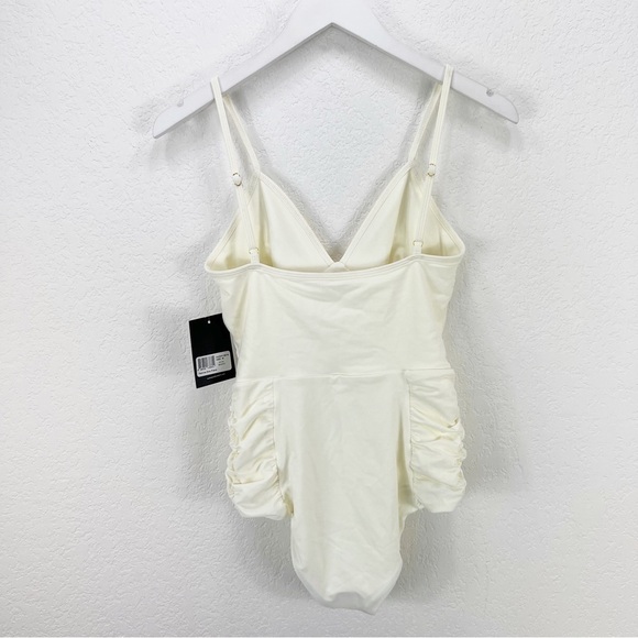 Nicholas Fatima Shirred One-Piece Swimsuit White Tie Size Medium M NWT - Picture 8 of 9